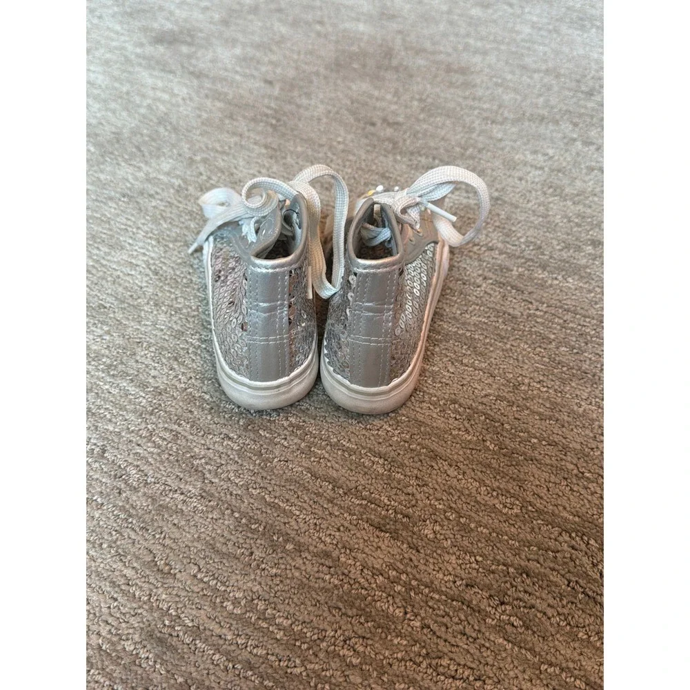 Weissman Silver Sequin High Top Dance Sneakers Kids Size 8 W320